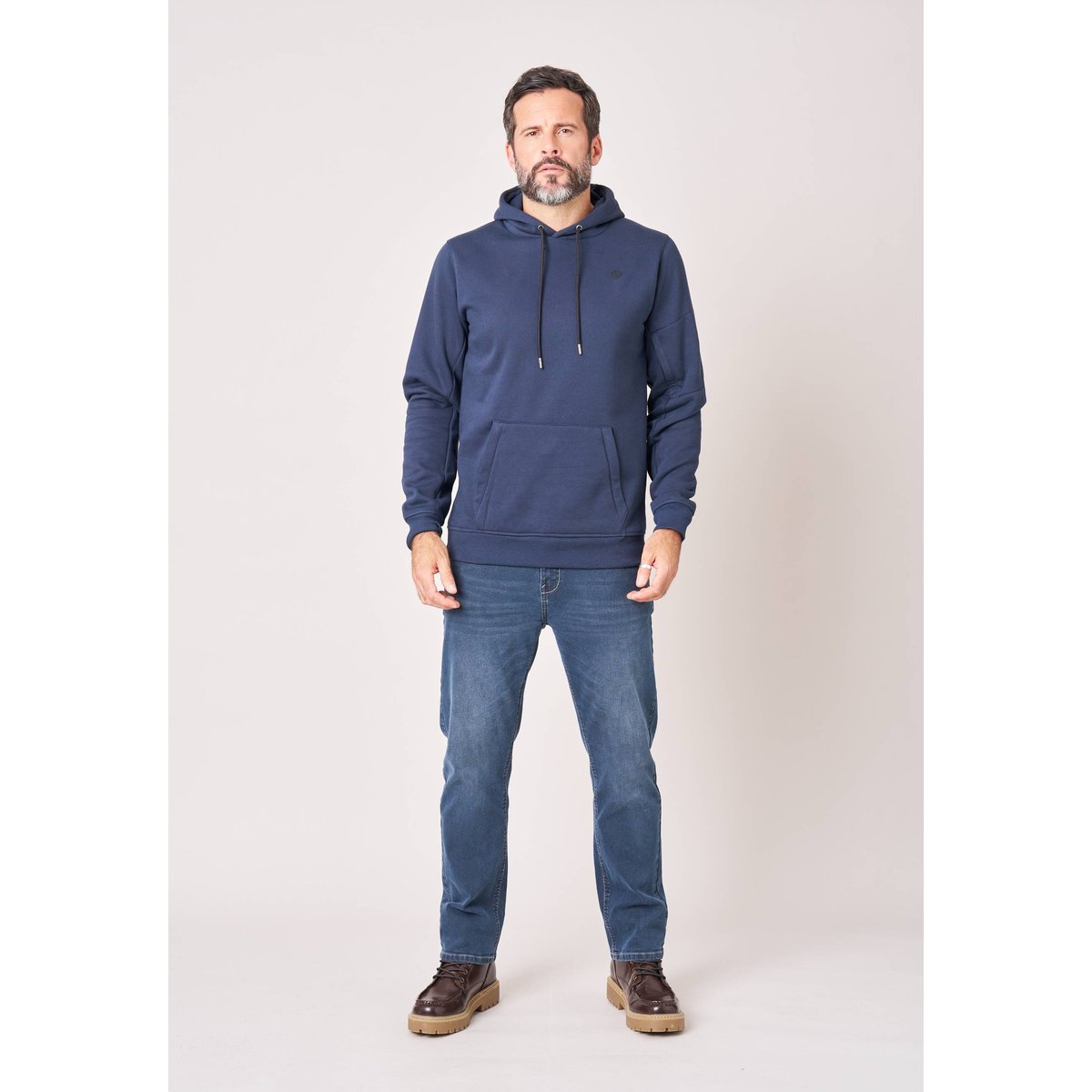 Sweat homme en molleton uni MUSKY navy, DEELUXE