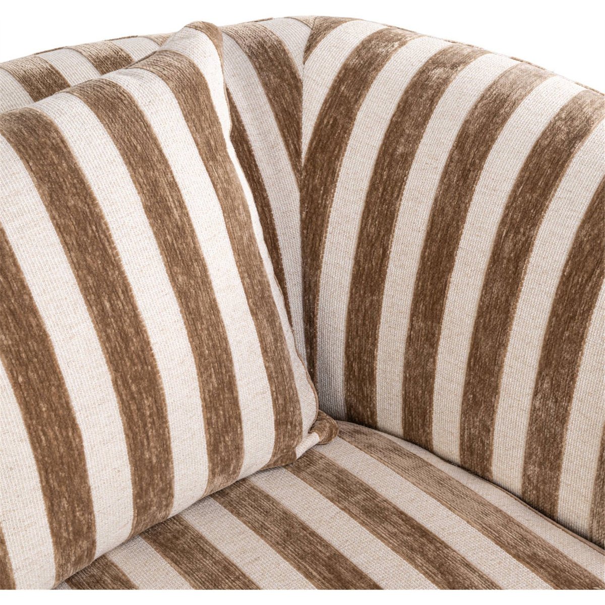 Fauteuil lounge rayé au confort généreux rayures sable, RECOLLECTION