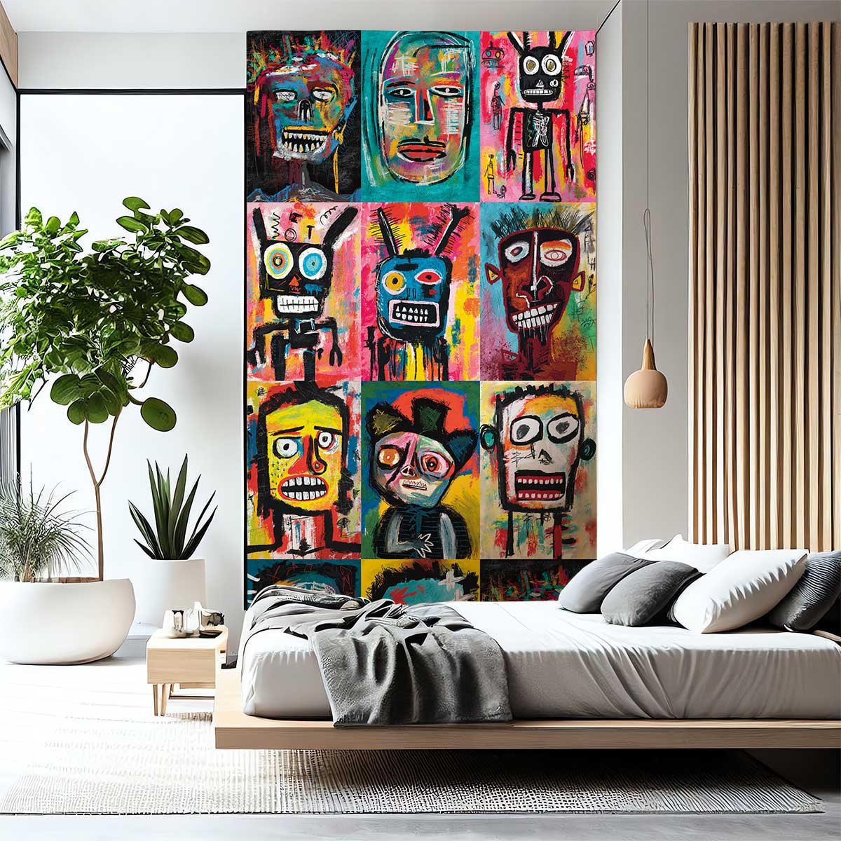 Papier peint, celebration basquiat multicolore, HEXOA