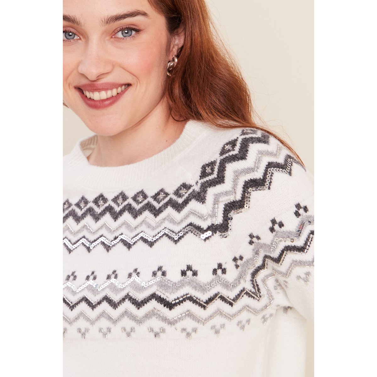 Pull col rond ecru, BREAL