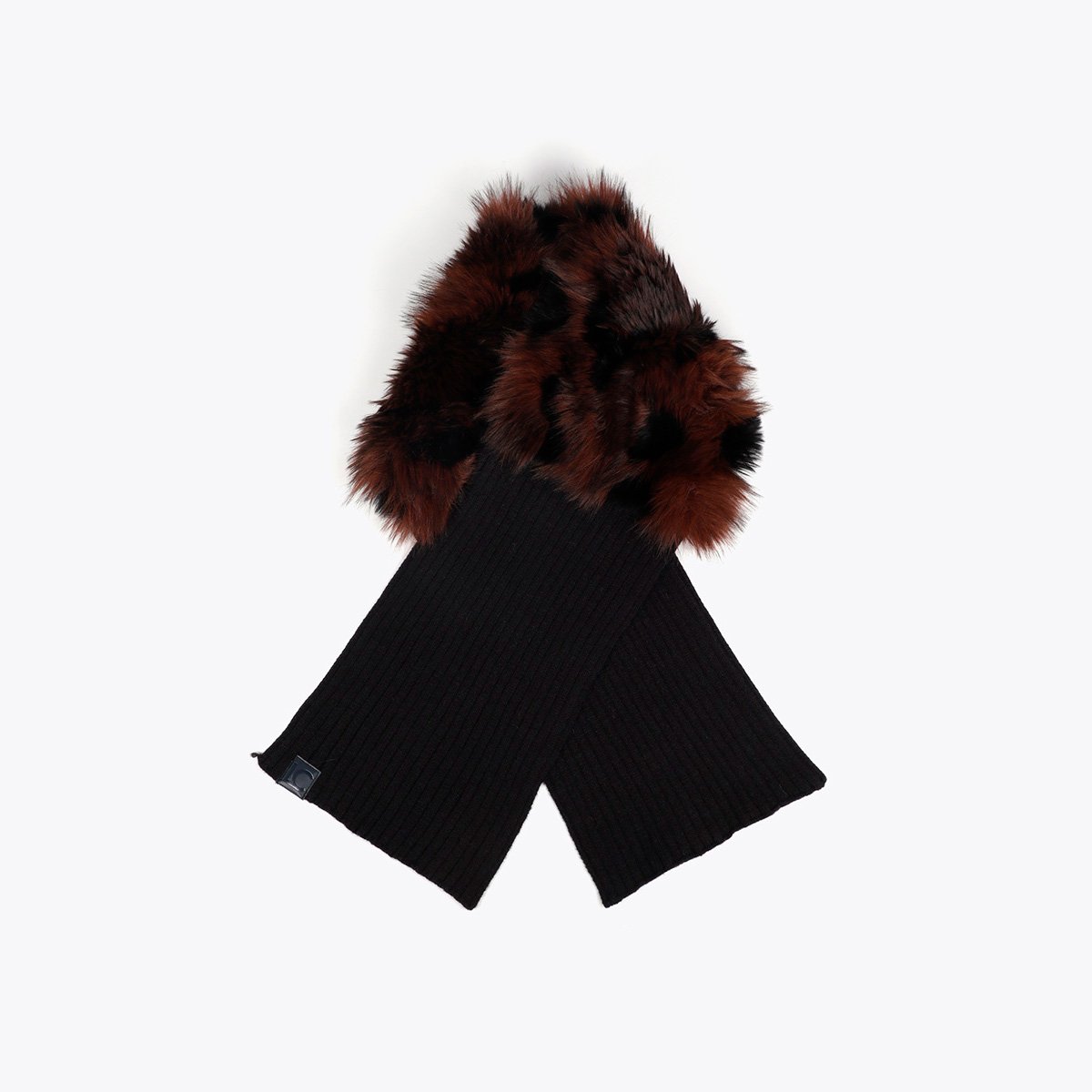 Écharpe tricotée à revers motif léopard noir, LOLA CASADEMUNT