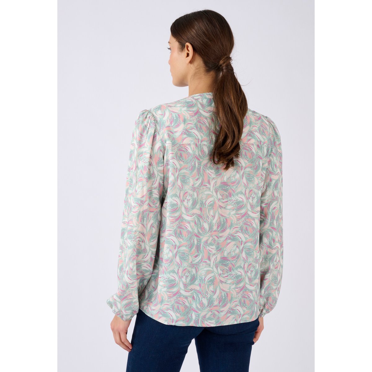 Chemisier imprimé pure viscose vert tachiste, DAMART