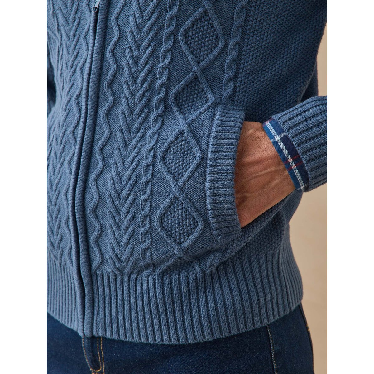 Gilet zippé avec laine bleu, DAXON