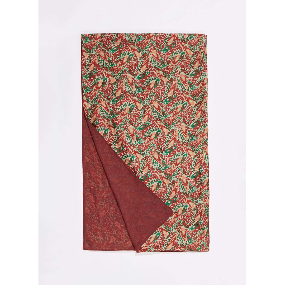 Foulard en soie imprimé doublé SOIE marron terre cuite, LA FIANCÉE
