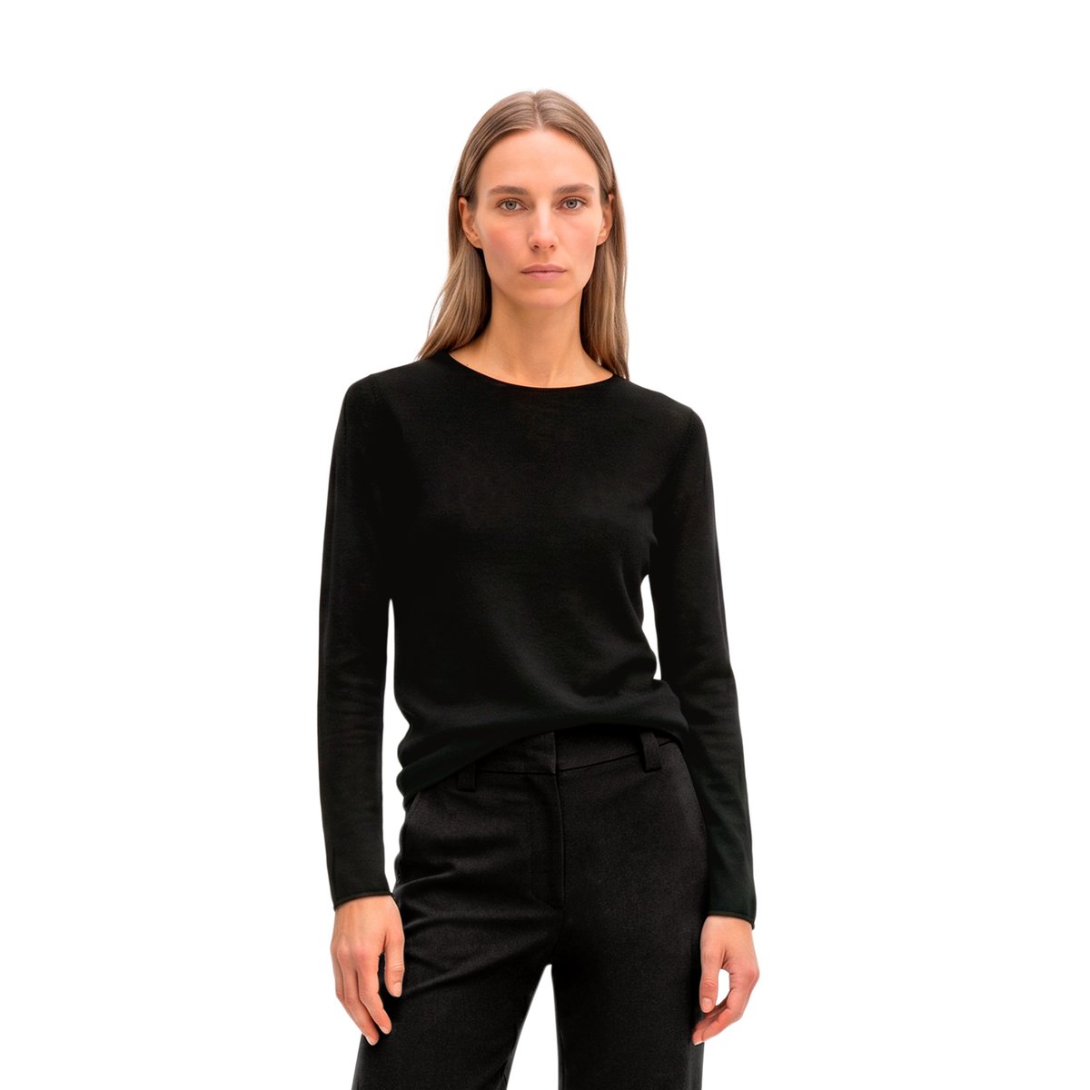 Pull en maille slim en laine mérinos douce noir, MARC O'POLO