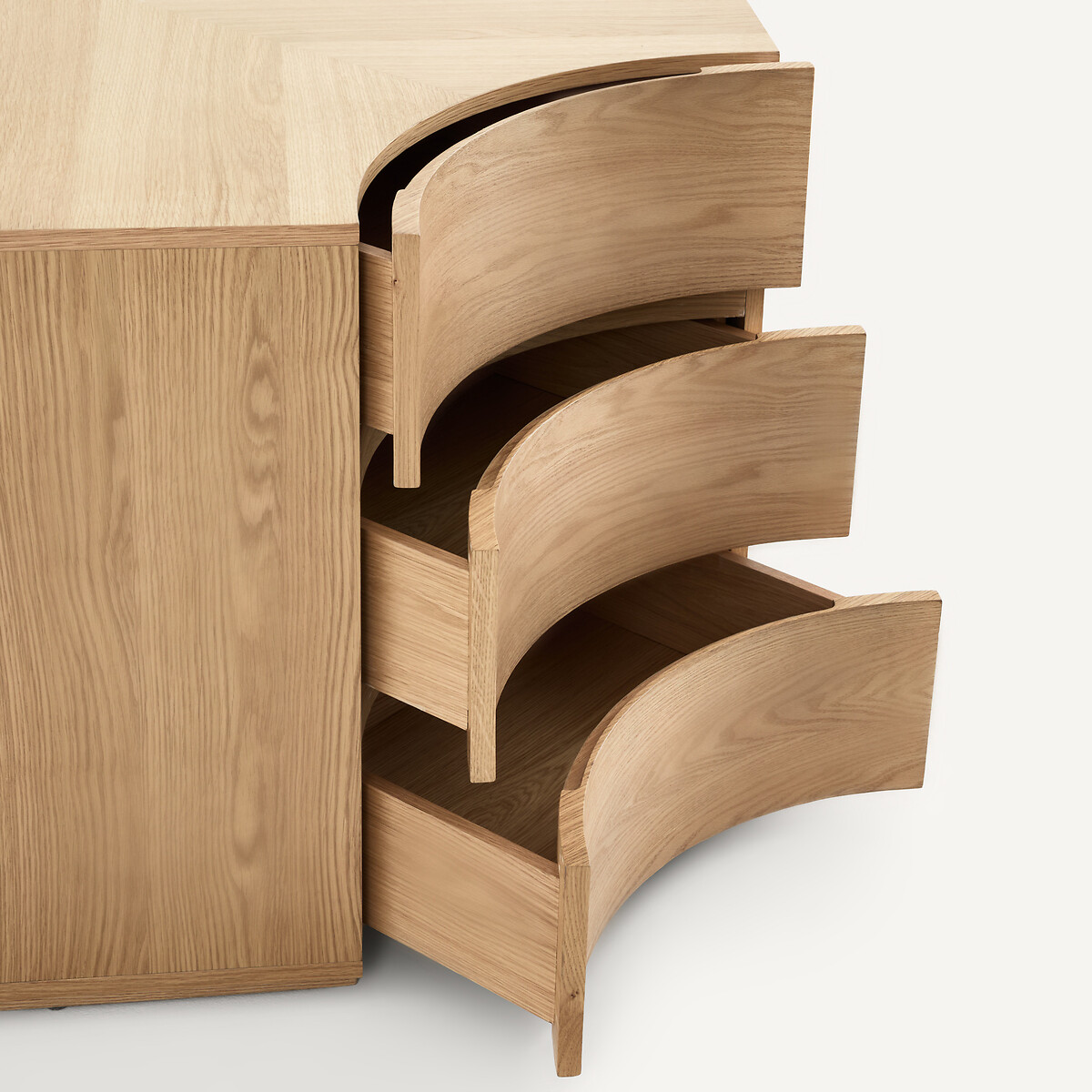 Mueble bajo esquinero, 3 cajones, para armario modular, en chapa de roble, EVORIA natural, AM.PM