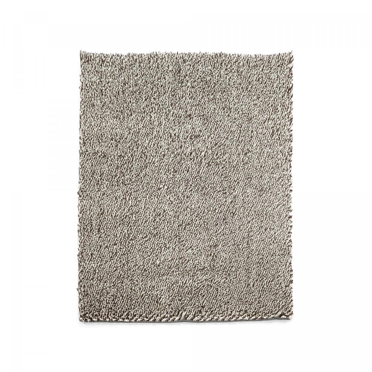 Tapis longs poils shaggy tissé en laine motif uni GRAVELA beige, gris, UN AMOUR DE TAPIS