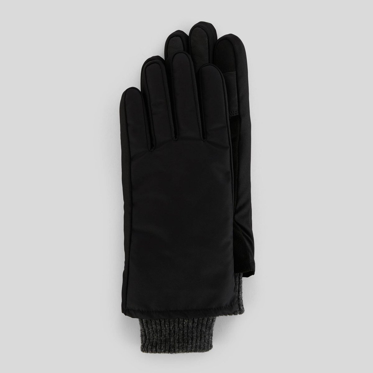 Gants bi-matière à manche élastiquée noir, MONOPRIX
