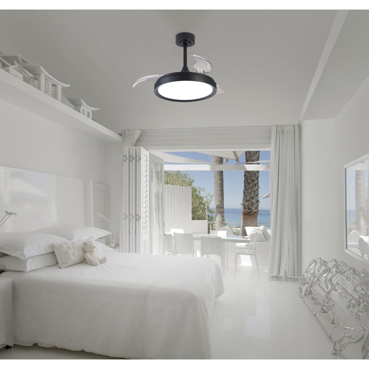 Plafonnier design en métal, D.45 à 91 , MISTRAL noir, MANTRA