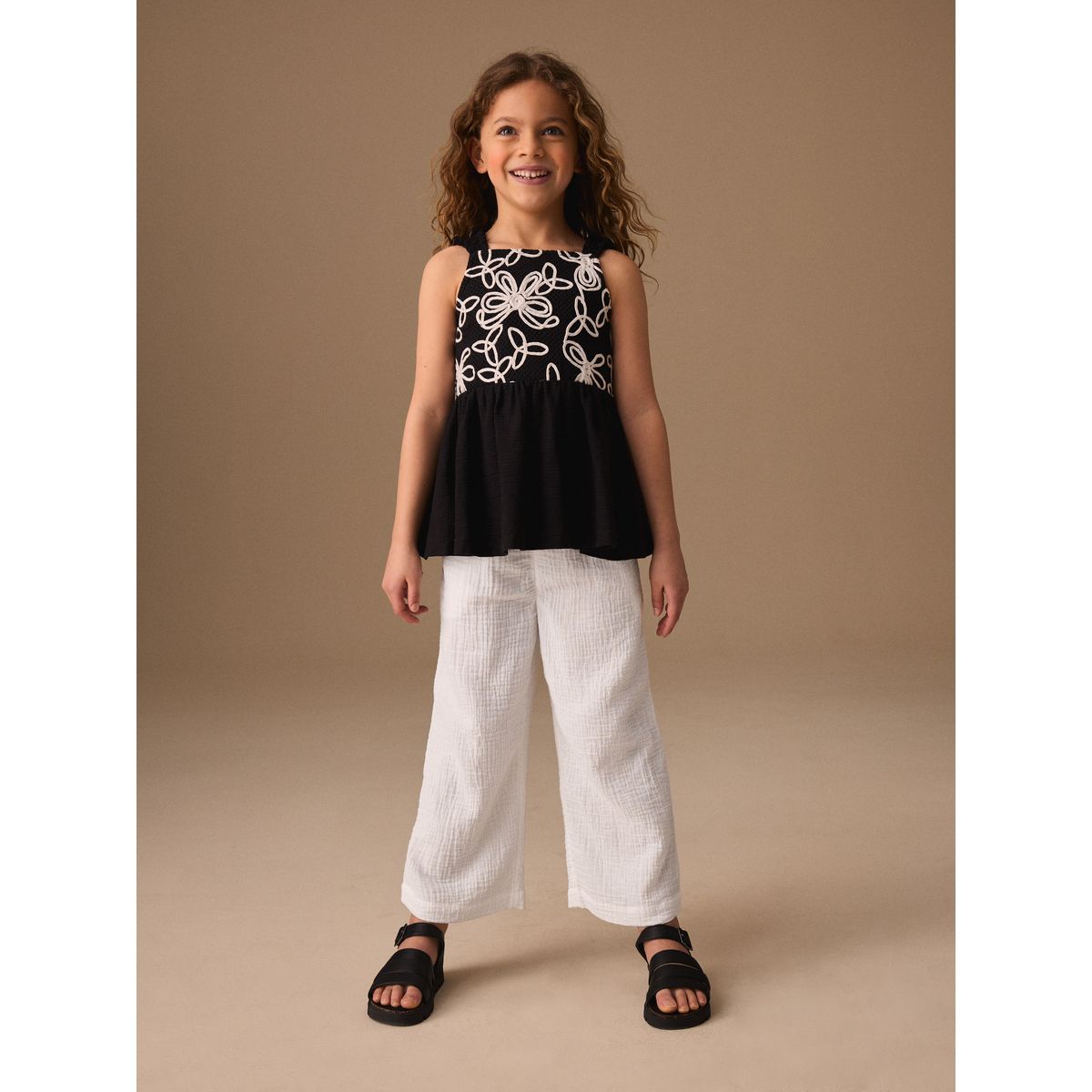 Pantalons larges en lin blanc, NEXT