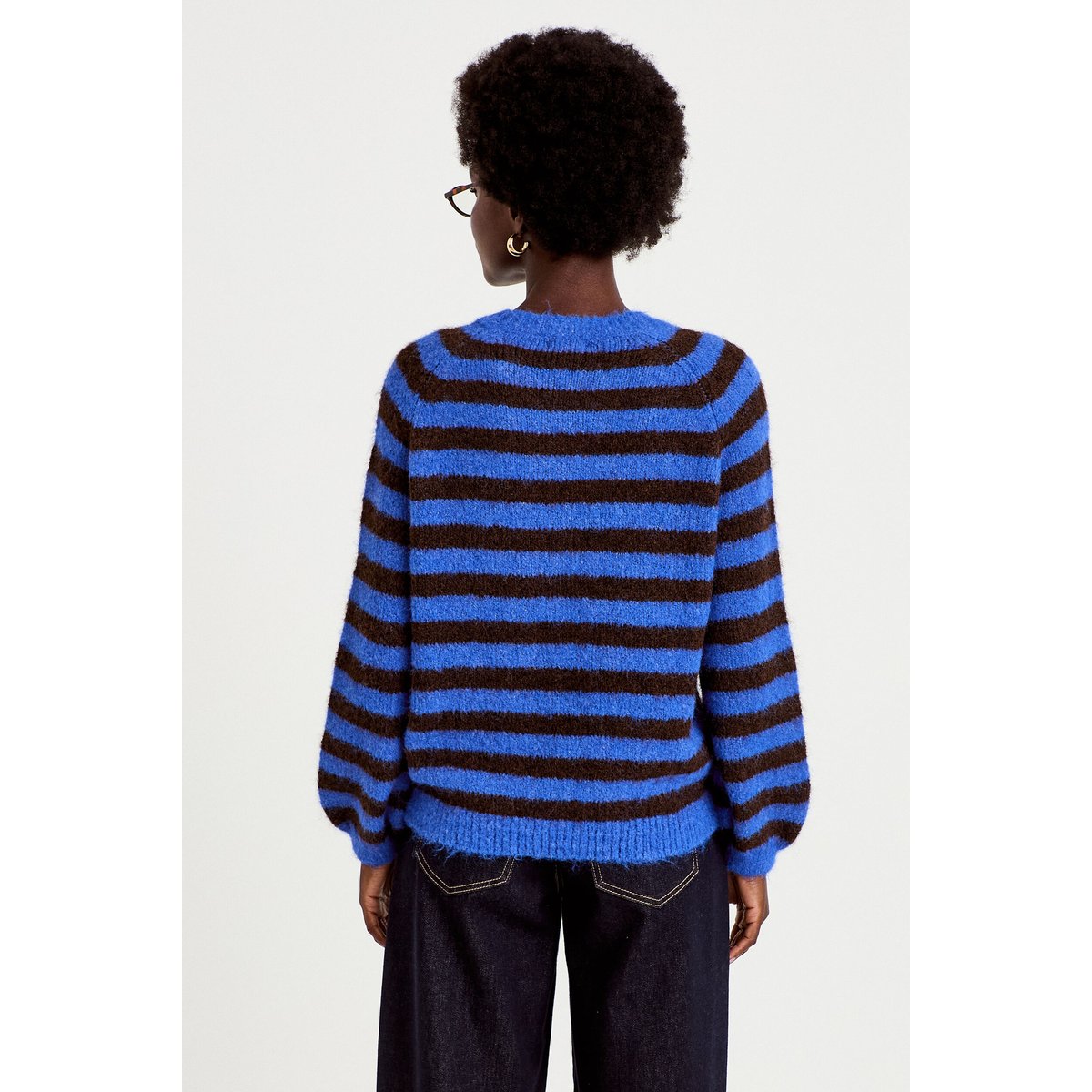Pull ample col rond manches longues bleu electrique, CACHE CACHE