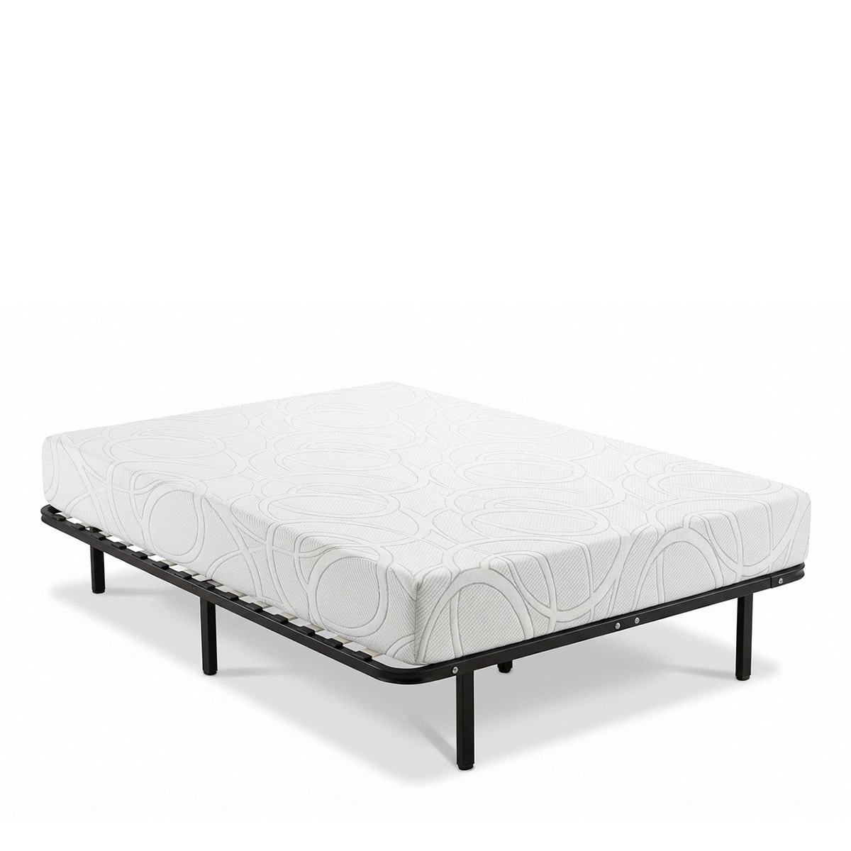 Ensemble Matelas Mémoire de forme EUPRAXIE avec Cadre à lattes blanc, OLYMPE LITERIE