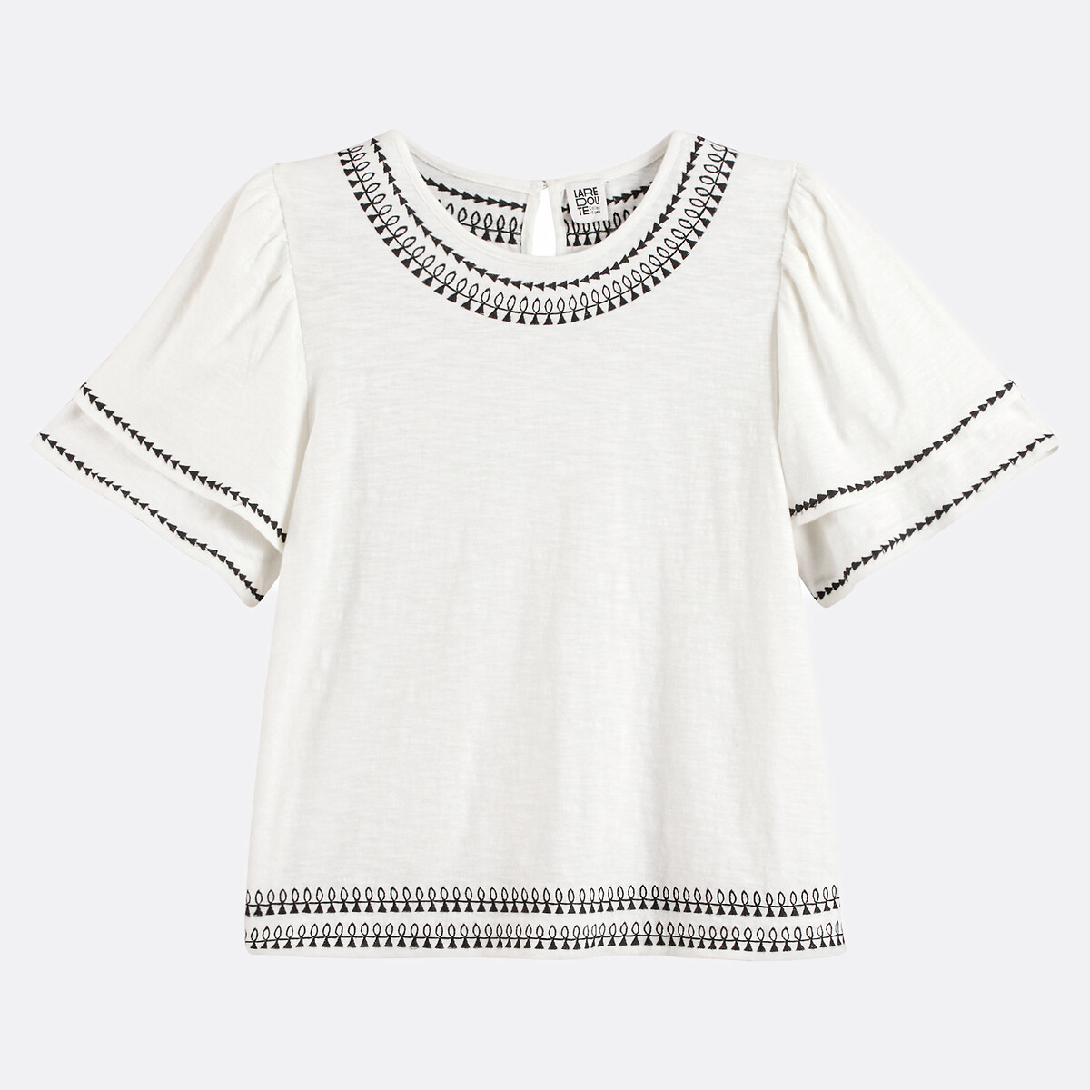 Crew Neck T-Shirt with Short Sleeves ivory, LA REDOUTE COLLECTIONS