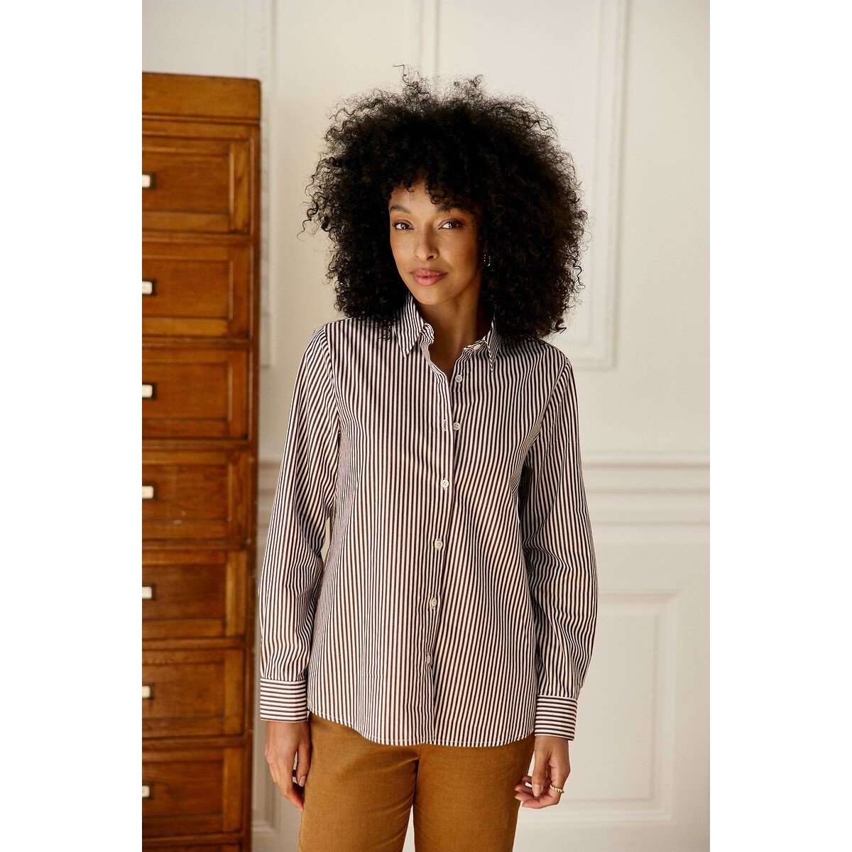 Chemise à rayures, CARINE marron/écru, LA PETITE ETOILE