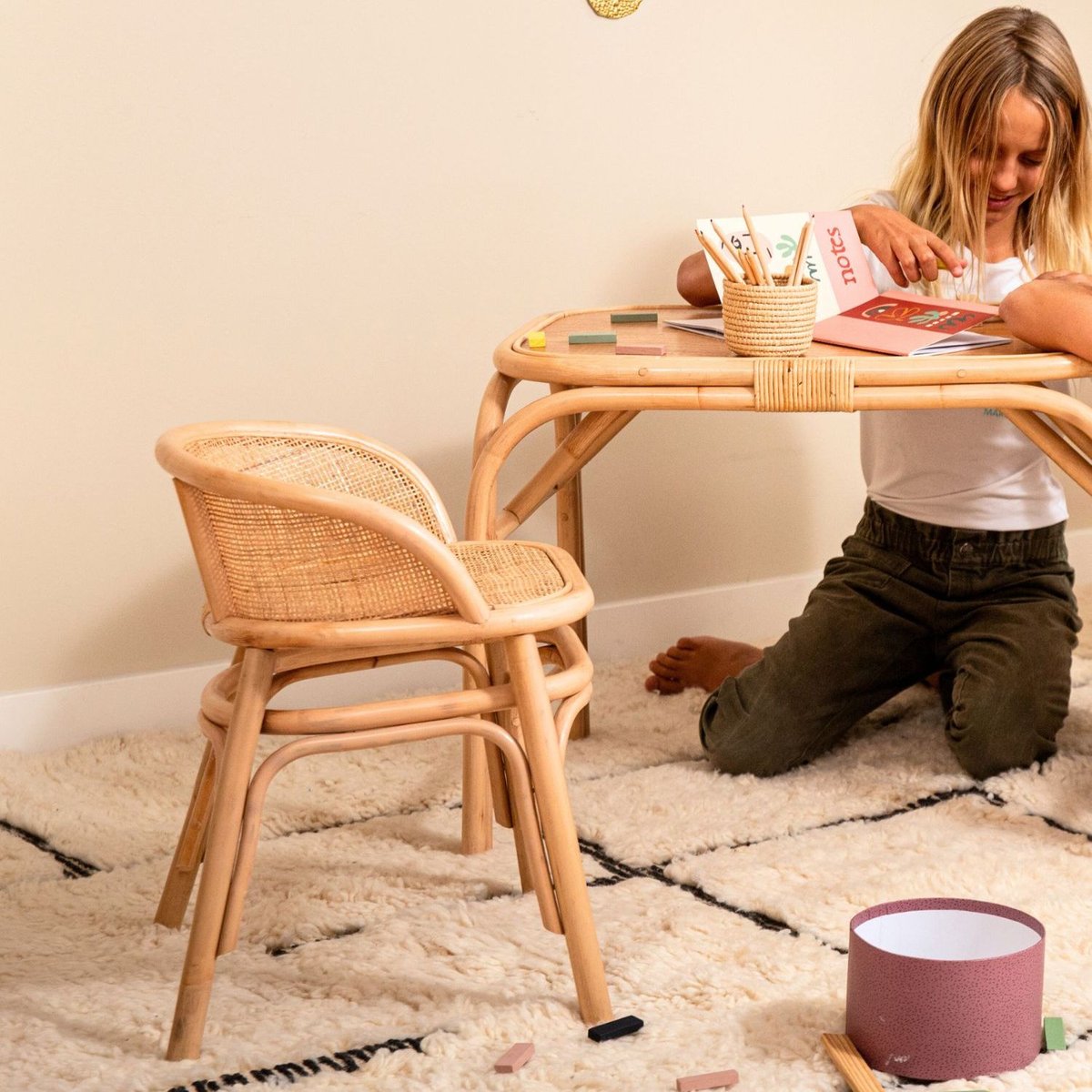 Chaise junior rotin et cannage - PALM naturel, SAUDARA COLLECTIONS