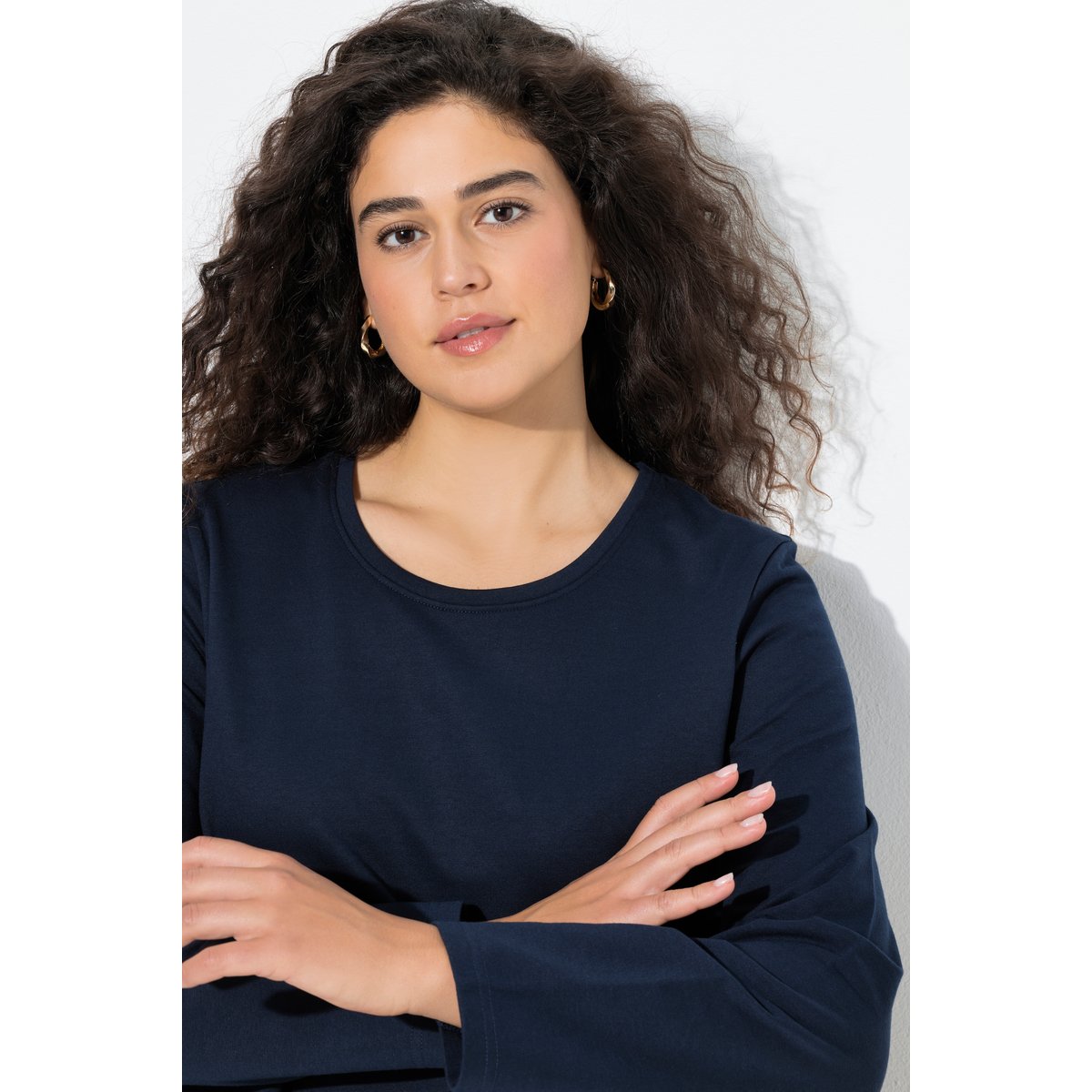 Sweat-shirt col rond et manches longues marine, ULLA POPKEN