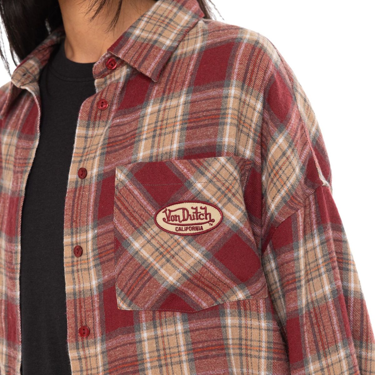 Chemise à carreaux DEBY rouge/rose foncé/beige/bleu foncé/, VON DUTCH