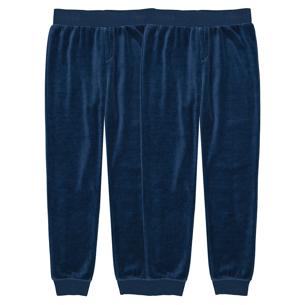 Pack of 2 Pyjama Bottoms in Velour navy blue, LA REDOUTE COLLECTIONS