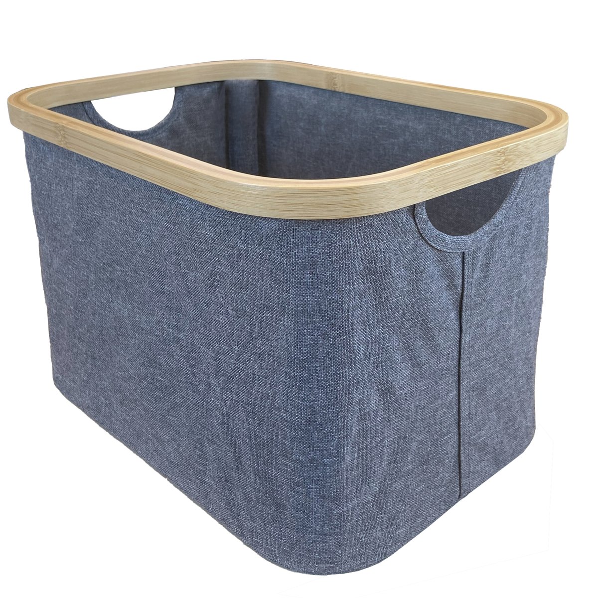 Panière pliante en tissu et bambou noir, HOME MAISON