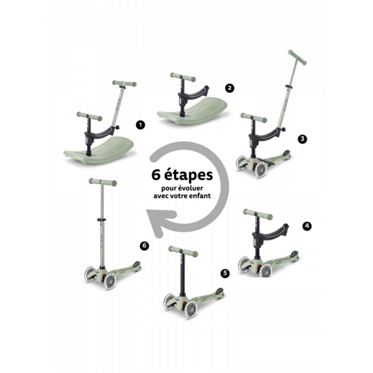 Mini Micro Rock Go LED - Sauge vert, MICRO MOBILITY