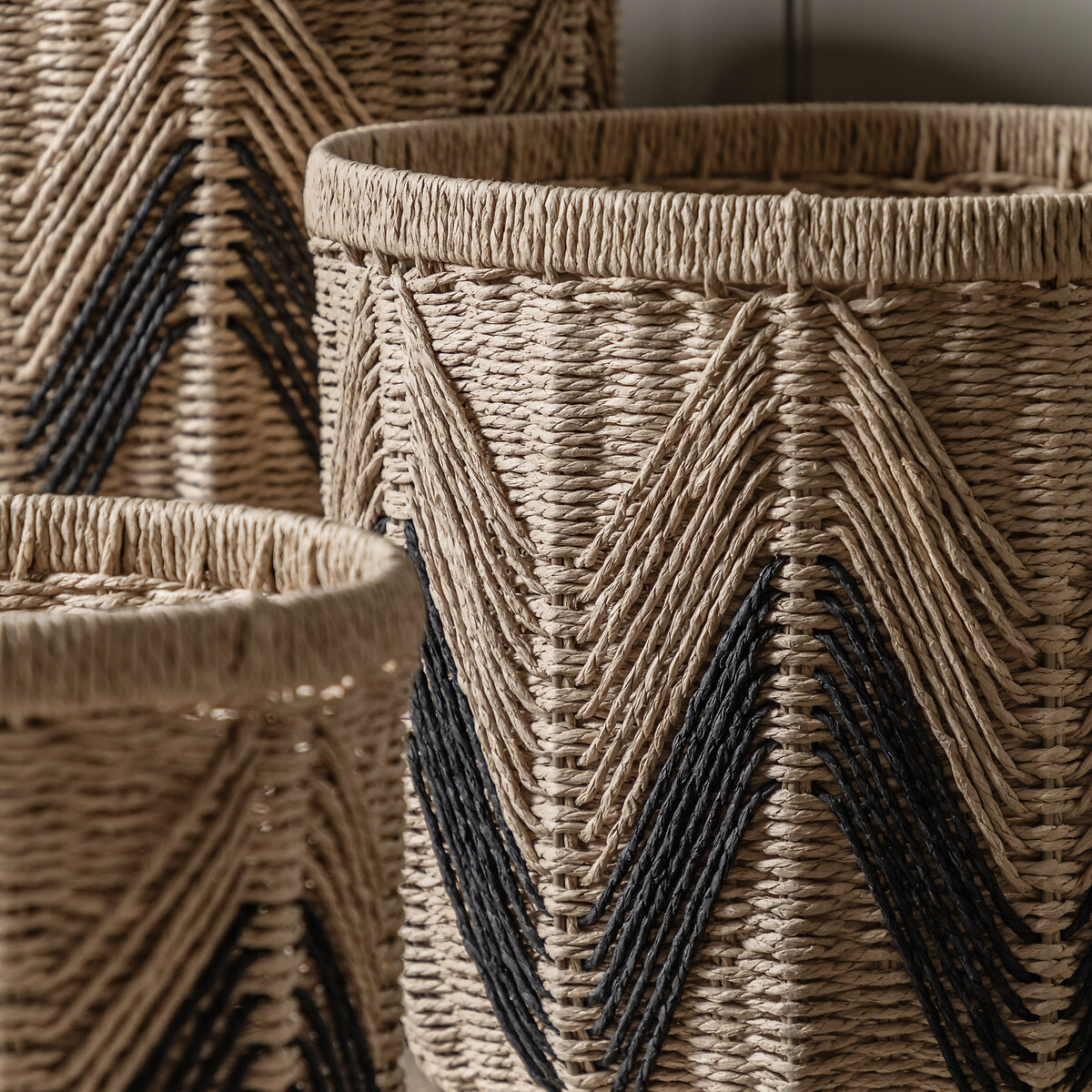 Set of 3 Orleton Baskets Natural and Black natural, ÉDITÉ