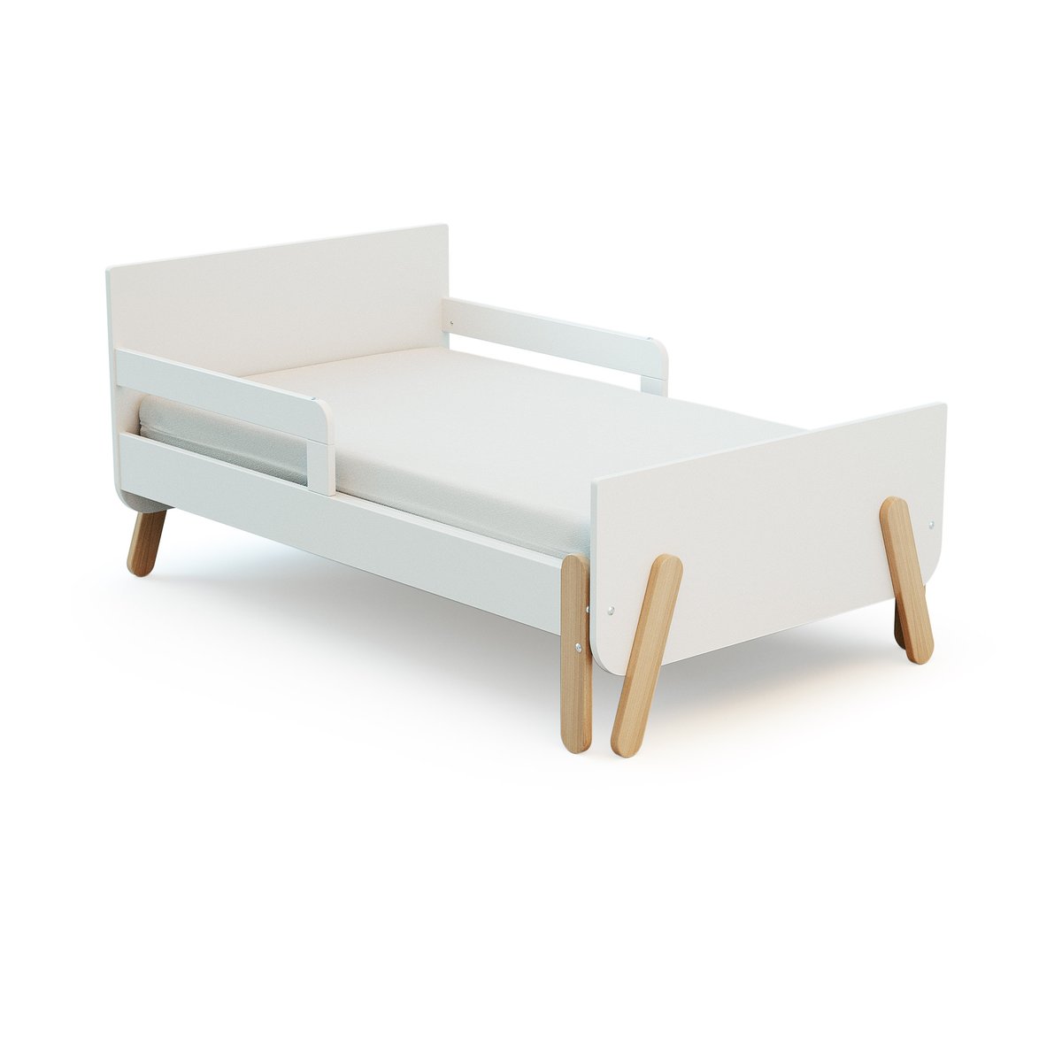 Lit enfant extensible en bois 80x140-165-190 PIRATE avec matelas blanc, JURABABY