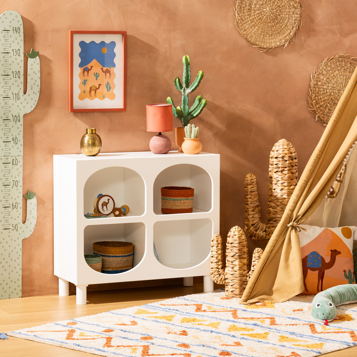 Etagère enfant 4 compartiments en pin TARA blanc, ATMOSPHERA FOR KIDS