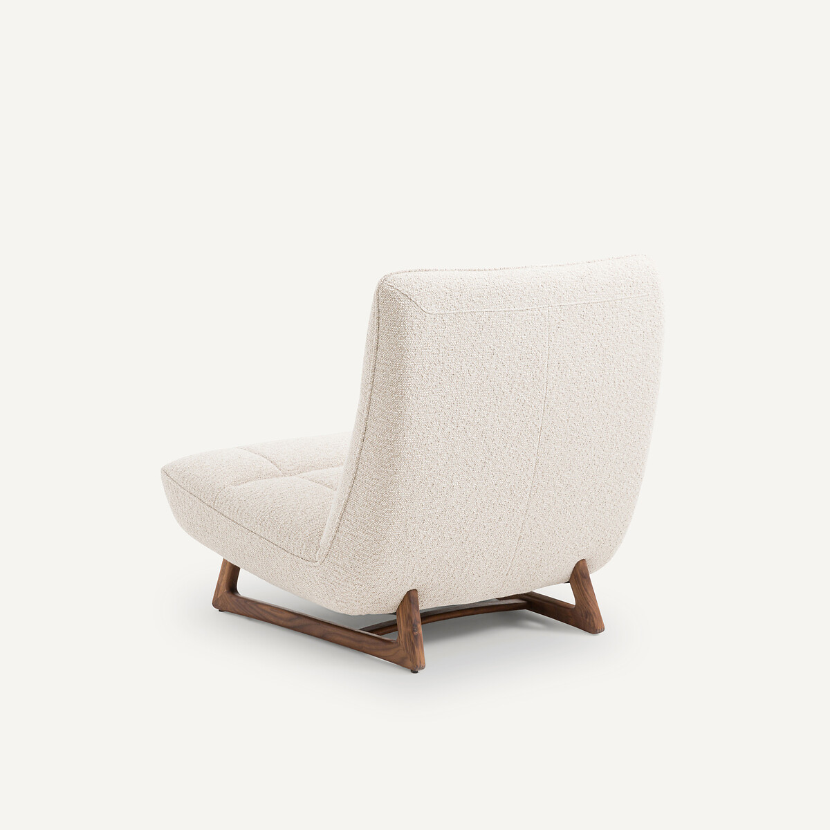 Poltrona con gambe in noce e tessuto bouclé, Lafar grezzo, AM.PM