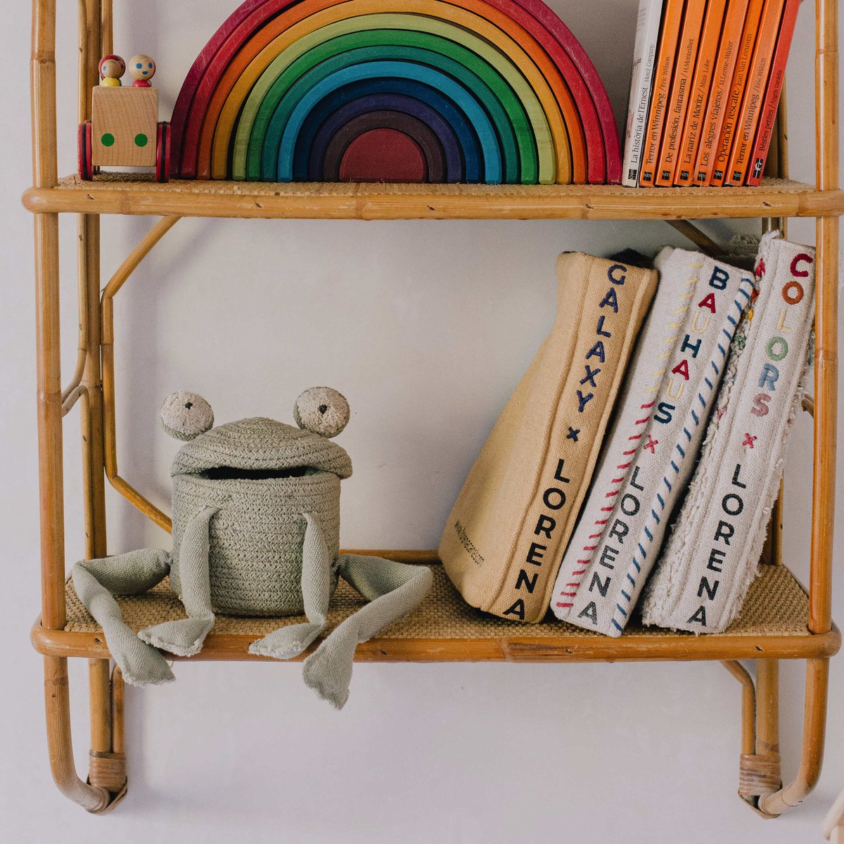 Panier Fred la Grenouille JARDIN FANTASTIQUE olive, naturel, gris foncé, LORENA CANALS