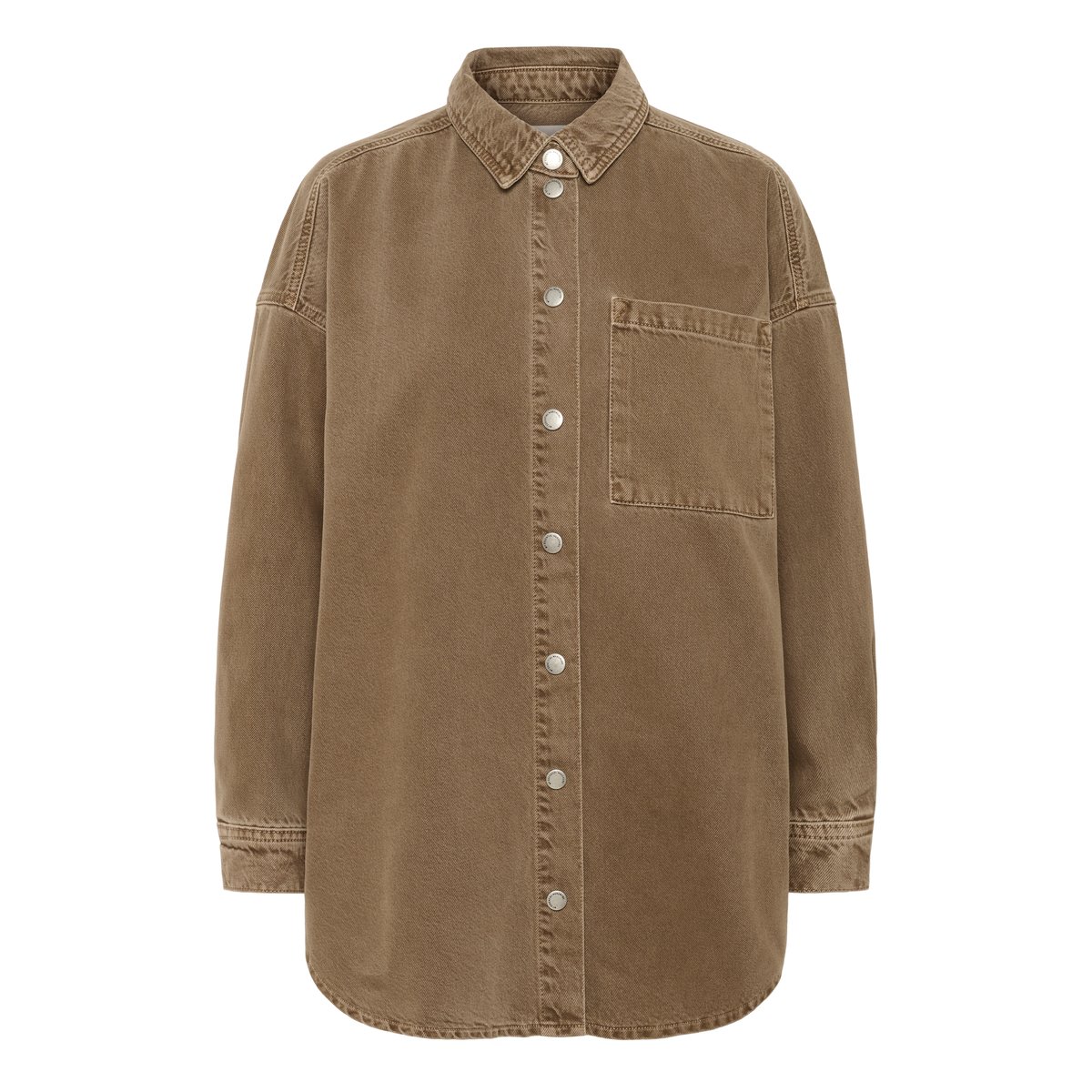 Chemise à manches longues marron tobacco brown washed, MY ESSENTIAL