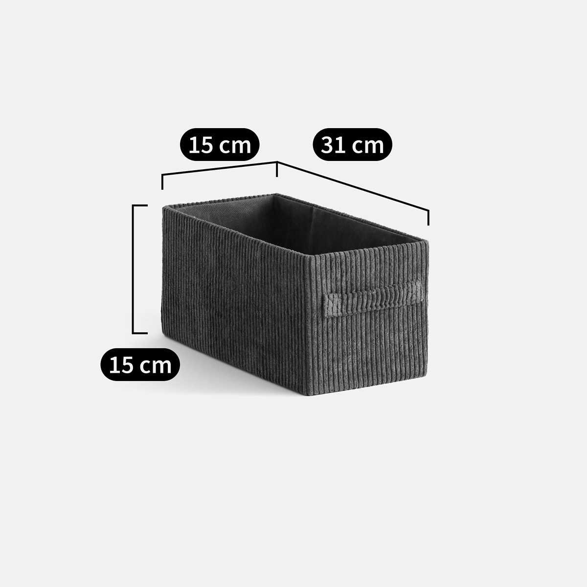 Panier rectangulaire pliable, en velours côtelé, hauteur 15 cm, VELOUDO kaki, LA REDOUTE INTERIEURS