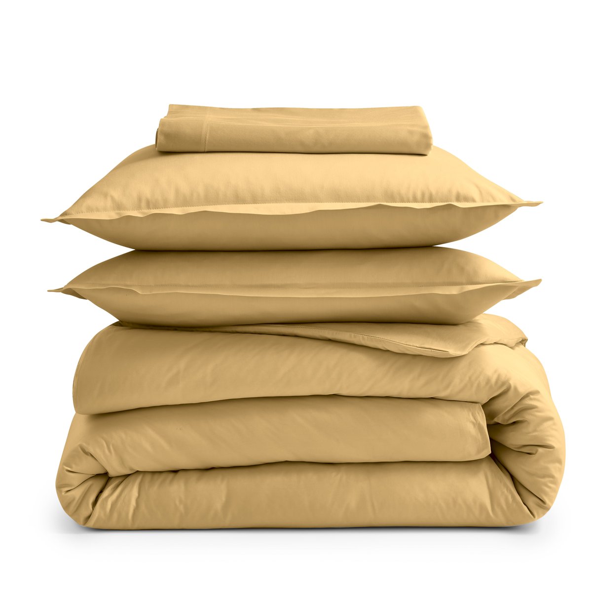 Drap plat piqué uni en percale de coton ambre, TRADILINGE