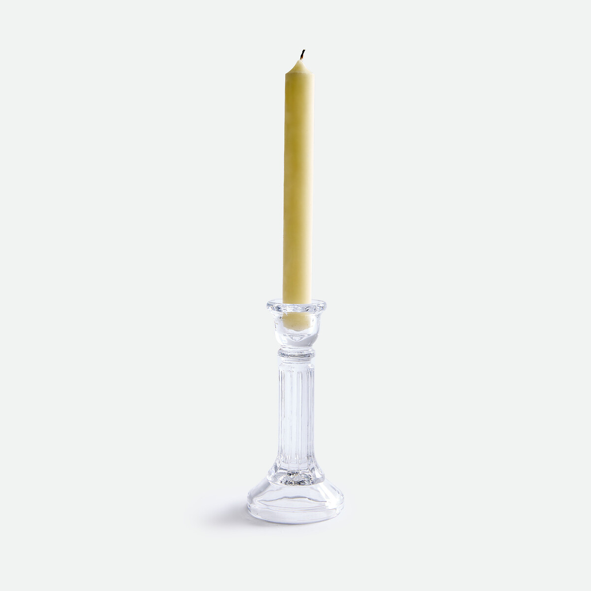 Bougeoir sur pied, verre transparent, hauteur 15,6 cm, STRIA transparent, LA REDOUTE INTERIEURS