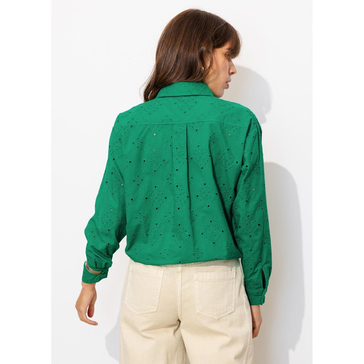 Chemise en broderie anglaise vert, PROMOD