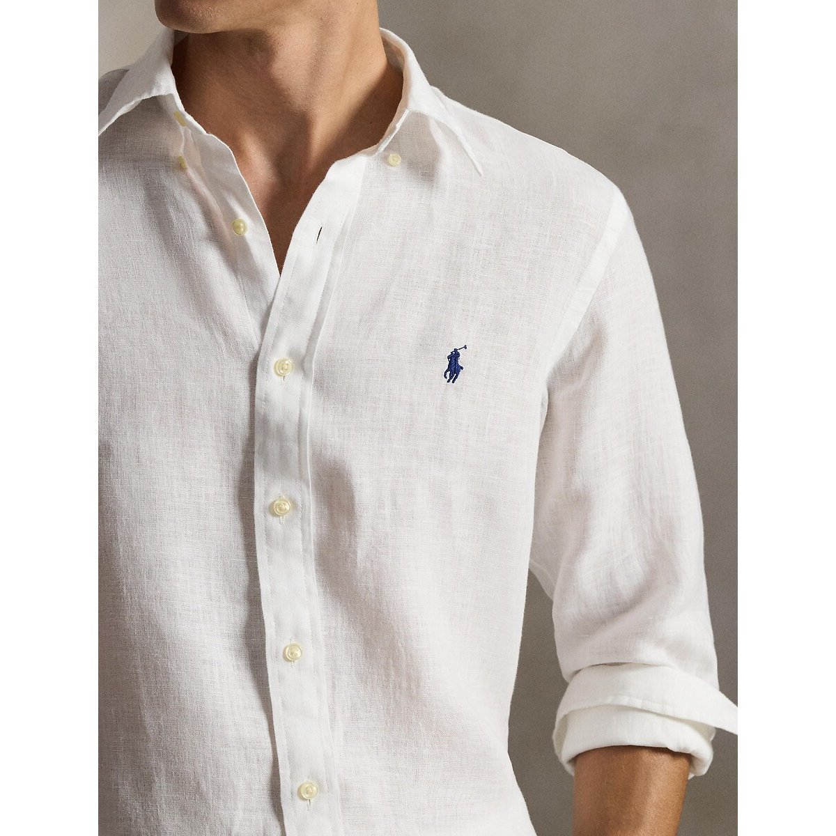 Leinenhemd Custom Fit weiss uni, POLO RALPH LAUREN