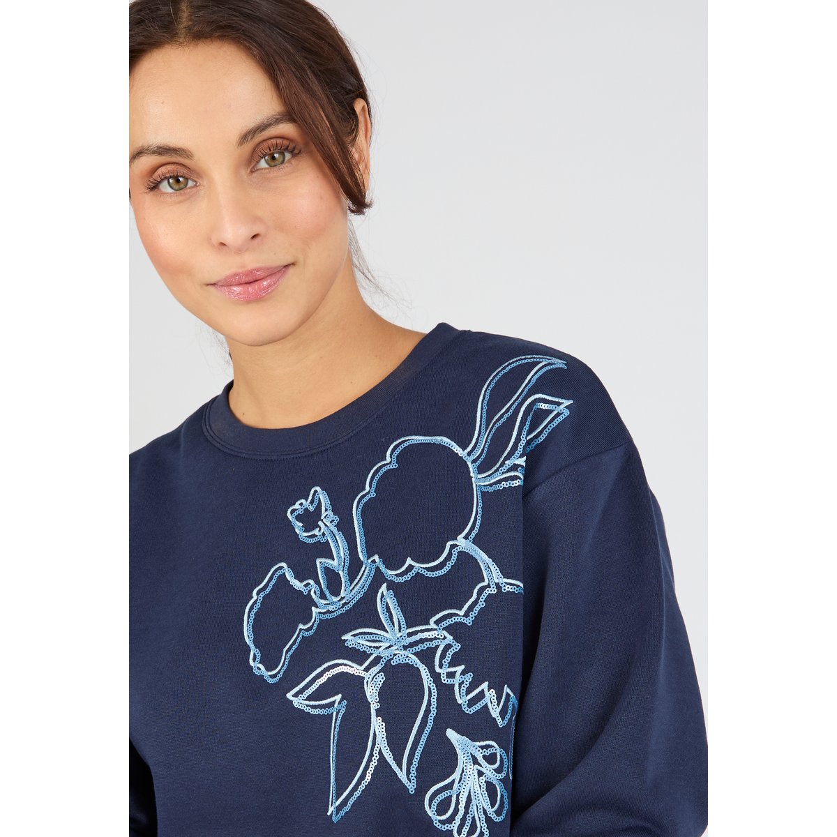 Sweat-shirt Thermolactyl en molleton bleu marine, DAMART