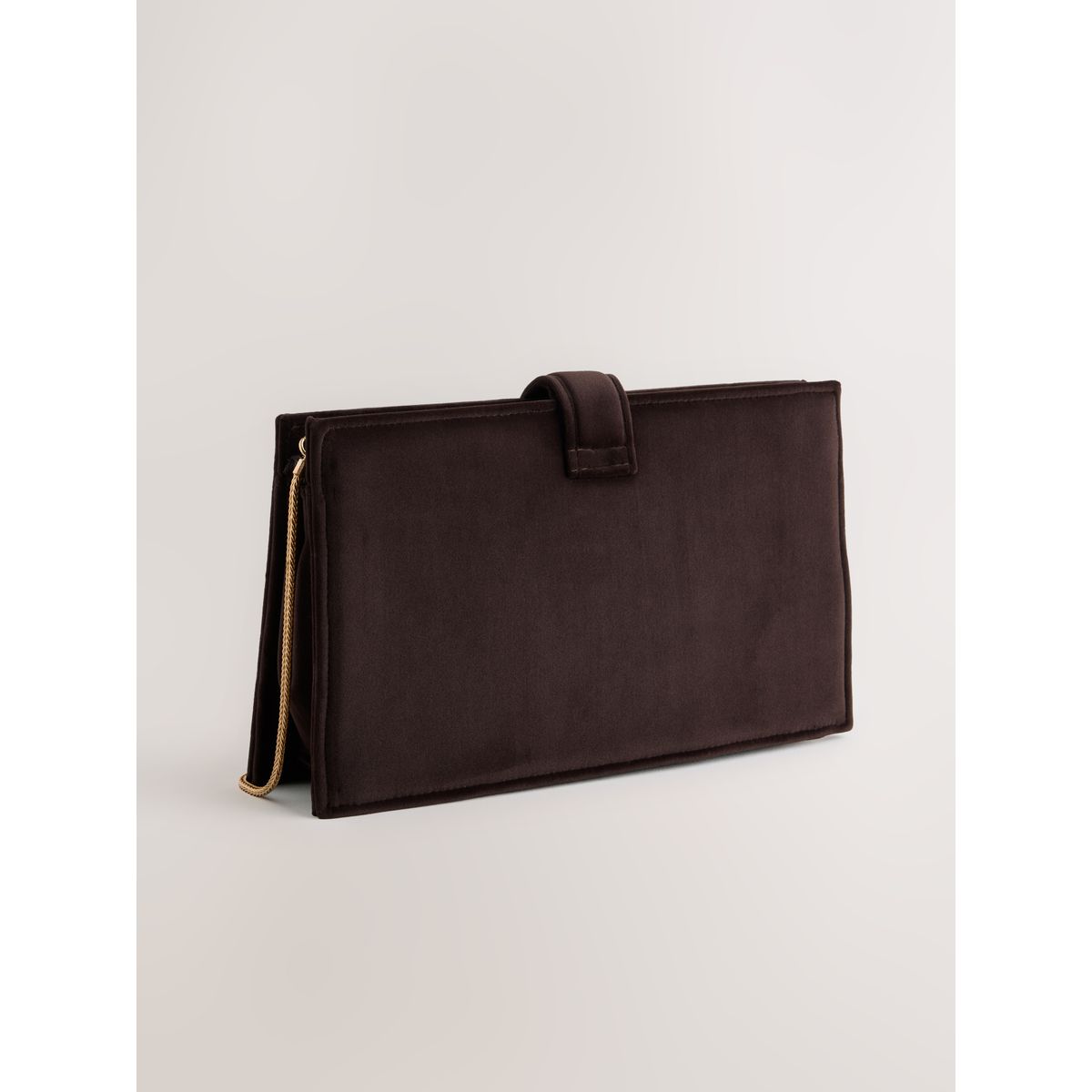 Pochette en velours à pampilles marron chocolat, NEXT