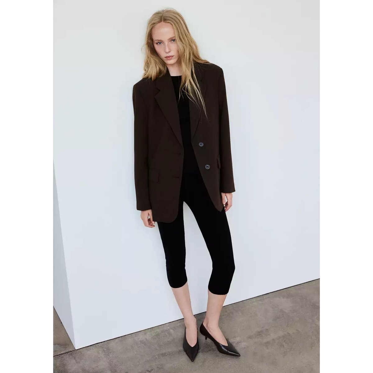 Veste droite avec poches à rabat marron, MANGO