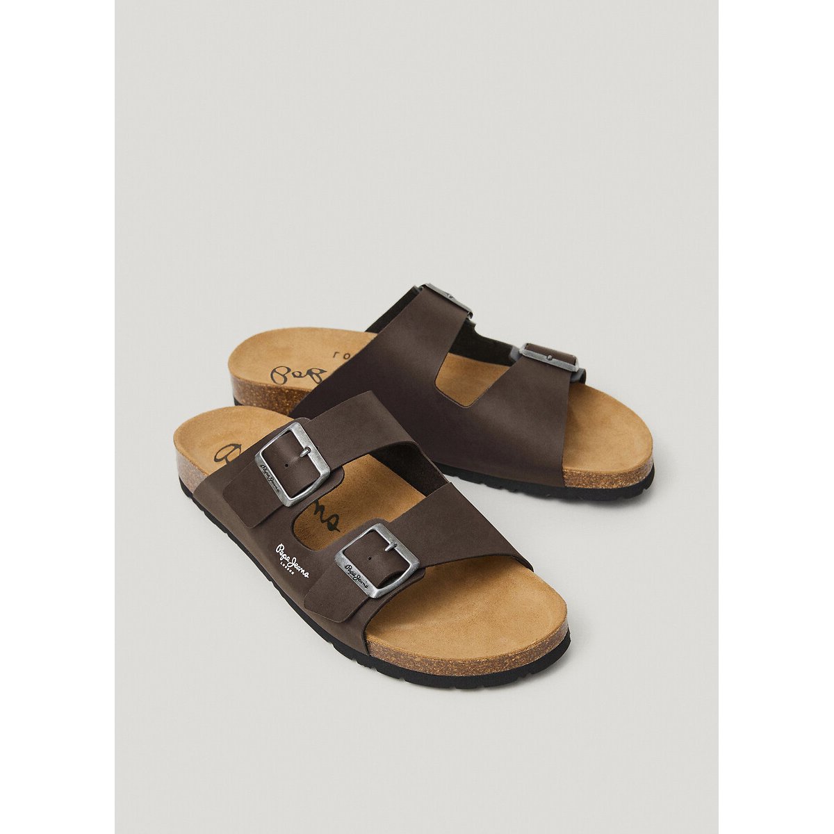 Mules doubles brides DOUBLE KANSAS marron, PEPE JEANS