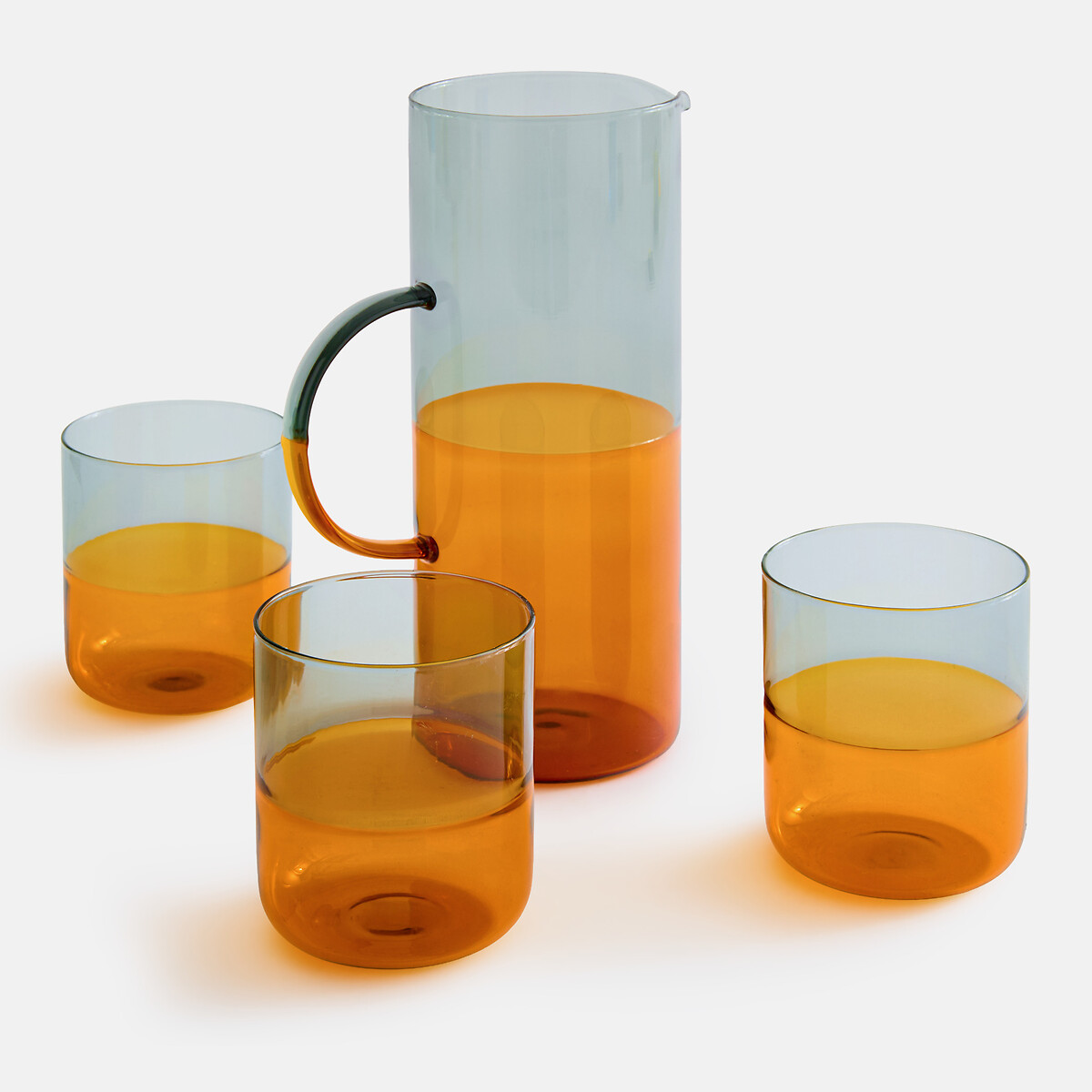 Lot de 6 verres à eau bicolores, en verre borosilicate, BIANKA ambre/fumé, LA REDOUTE INTERIEURS