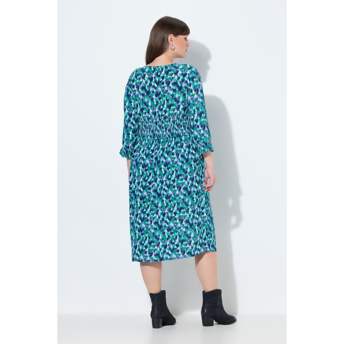 Robe midi effet cache-cœur, motif cœurs bleu ciel, ULLA POPKEN
