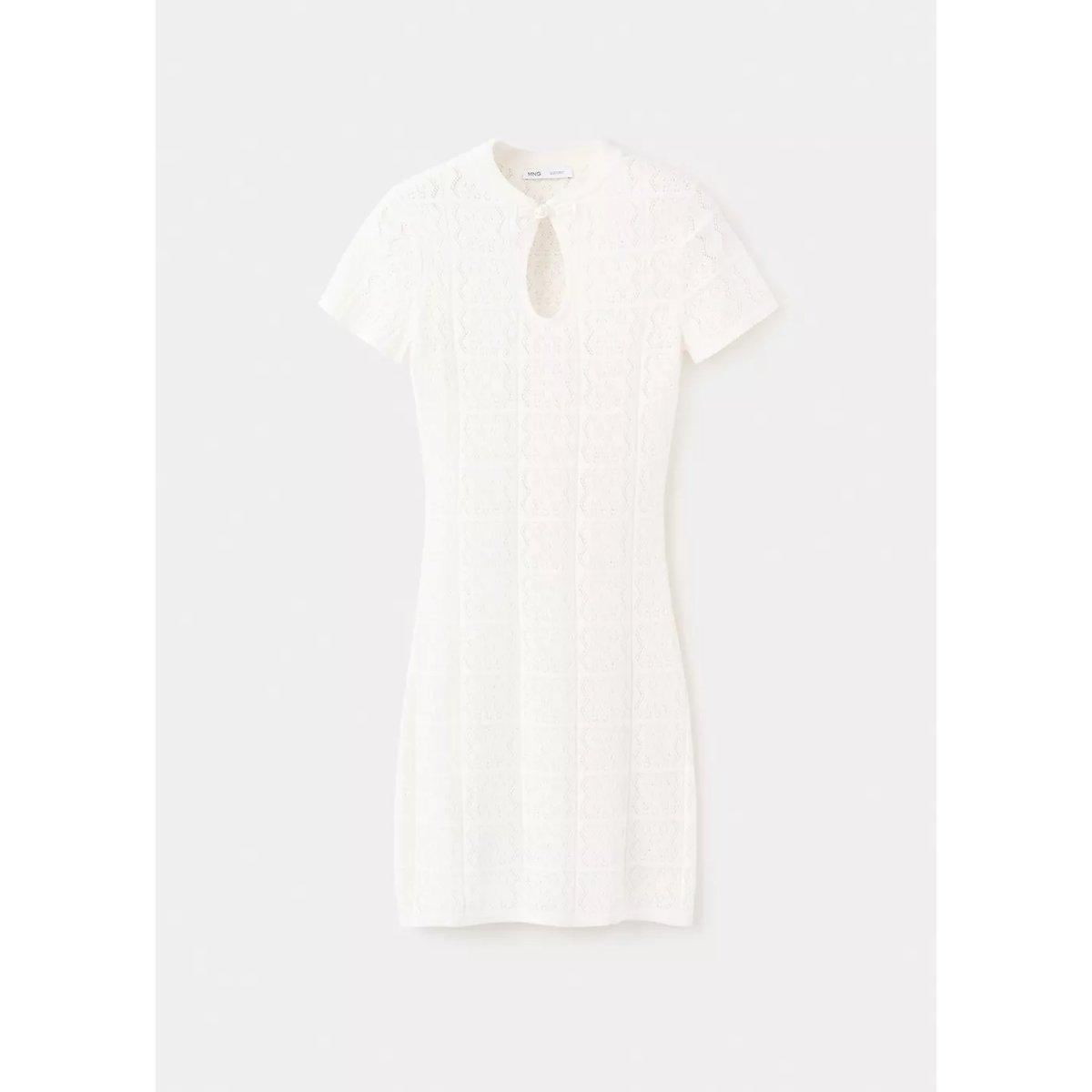 Robe en crochet à encolure cut-out écru, MANGO