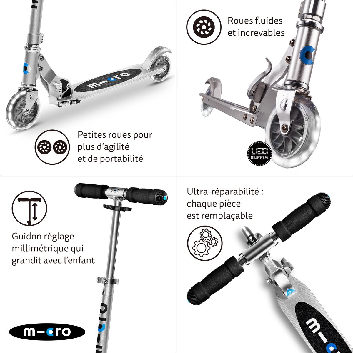 Micro Sprite LED - minium alu, MICRO MOBILITY