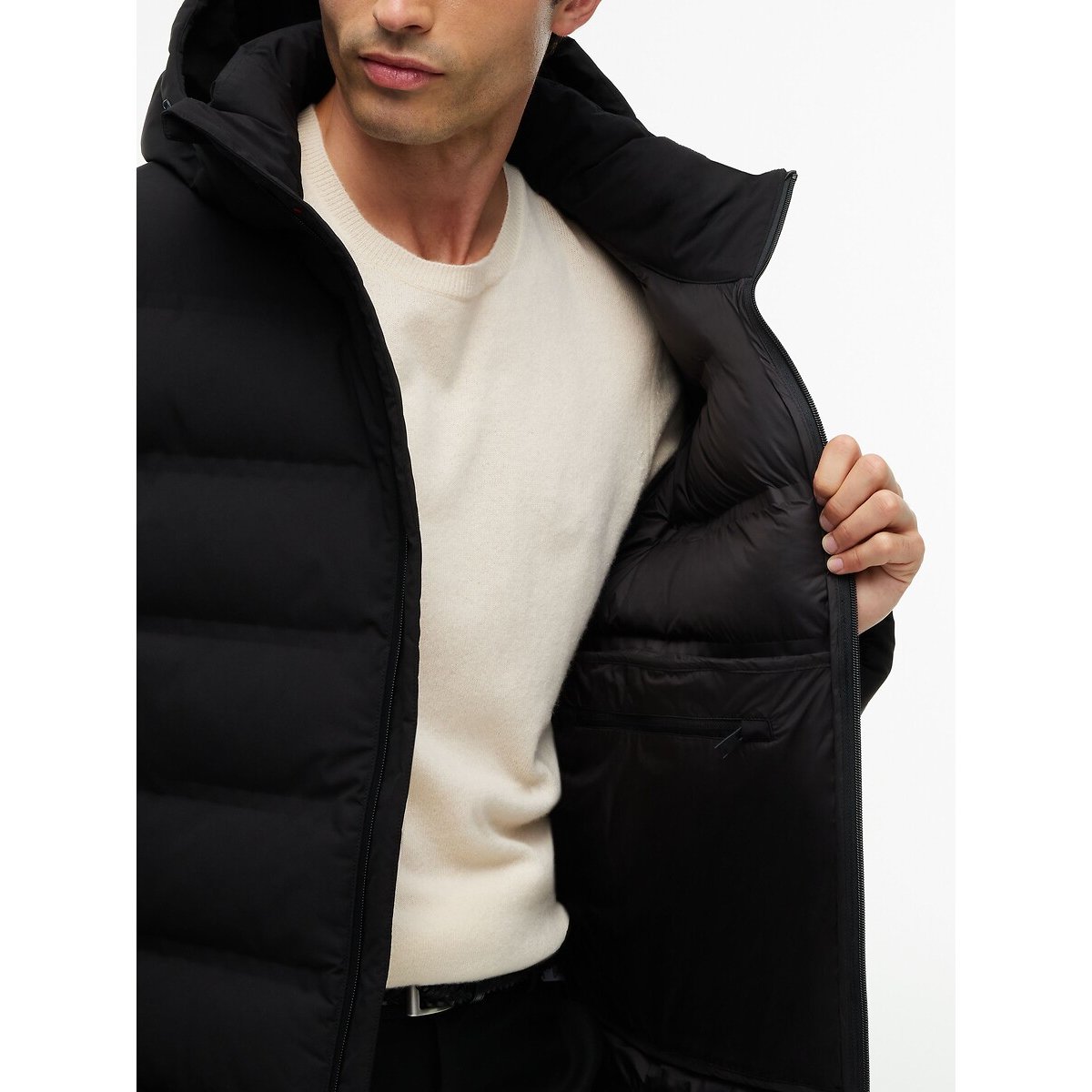 Piumino con cappuccio nero , TOMMY HILFIGER