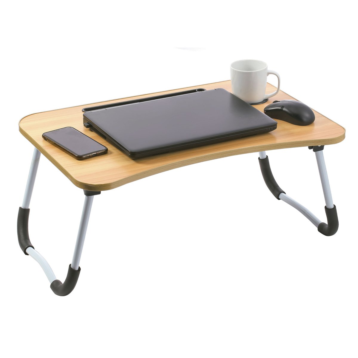 Plateau de lit en bois et métal pour ordinateur portable 60x40x26cm bois, WADIGA