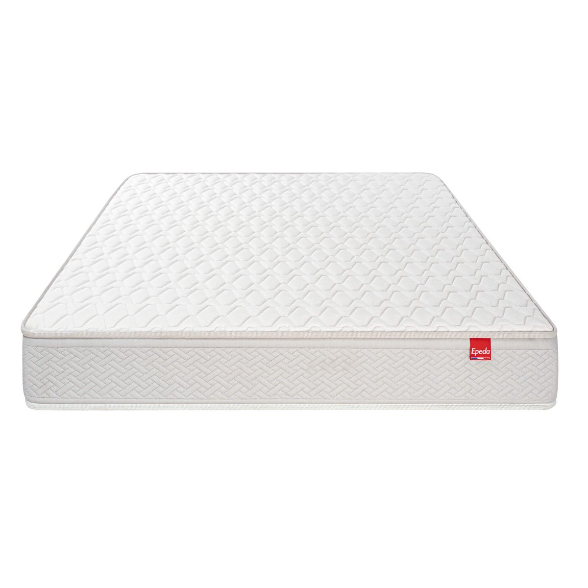 Ensemble matelas ressorts multispire DÉPAYSANT, sommier NATURE confort ferme et pieds blanc, EPEDA