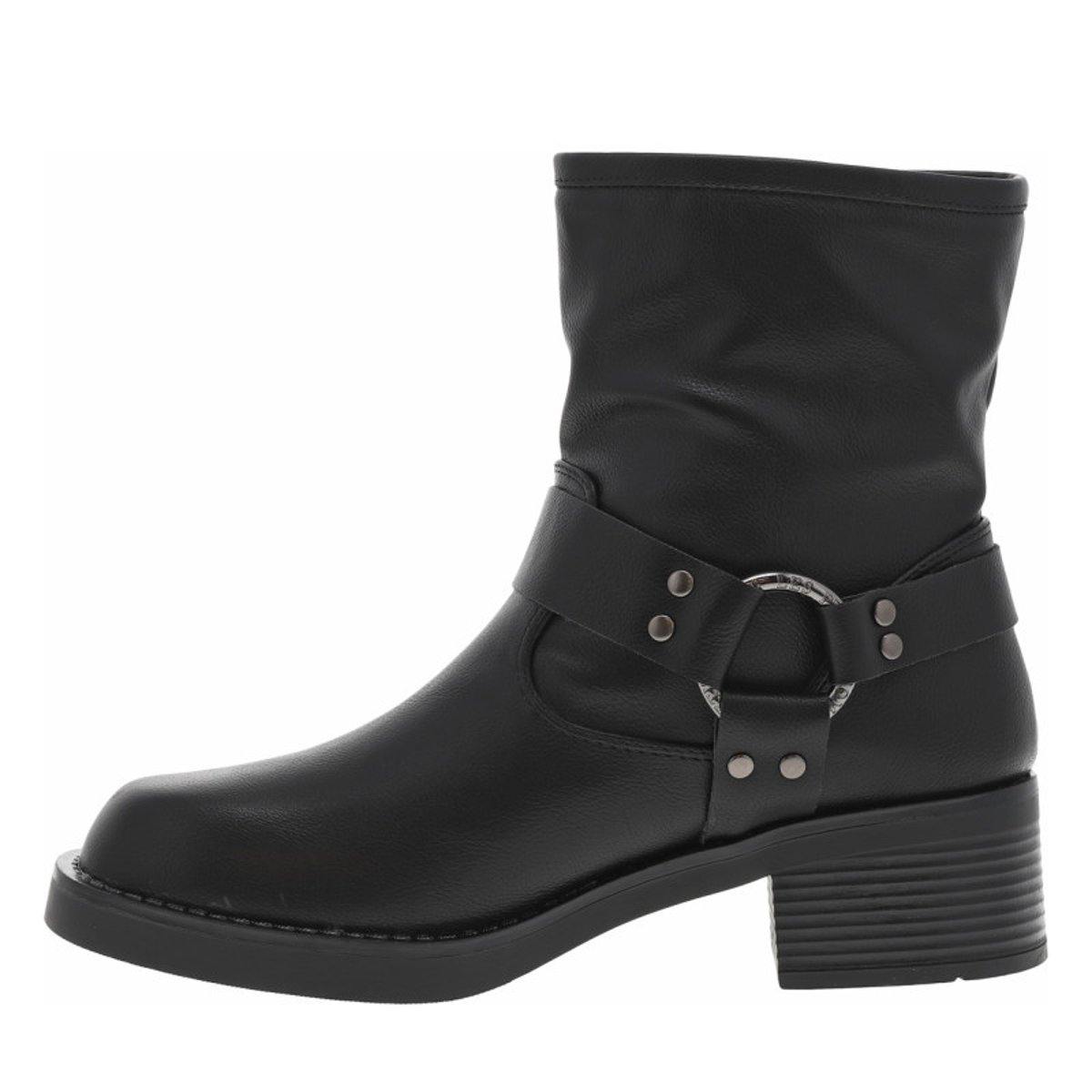Boots noires à talon décroché bas et à boucle à ardillon avec brides noires, LPB Les P'tites Bombes
