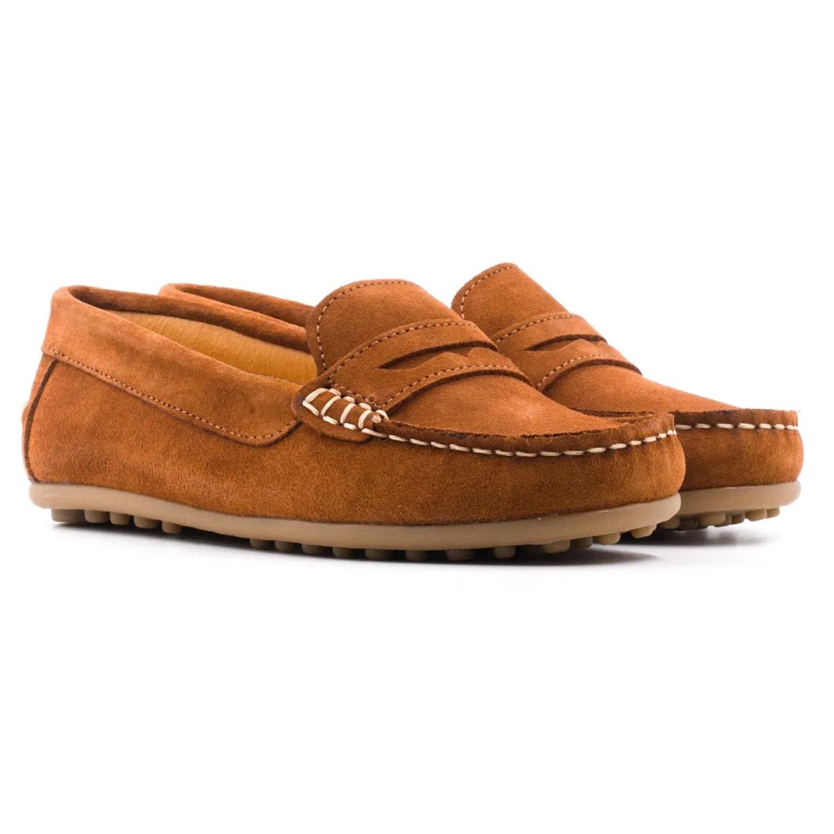 Mocassins en cuir pour enfant, classiques et élégants - BONI AMBROISE beige foncé, BONI&SIDONIE