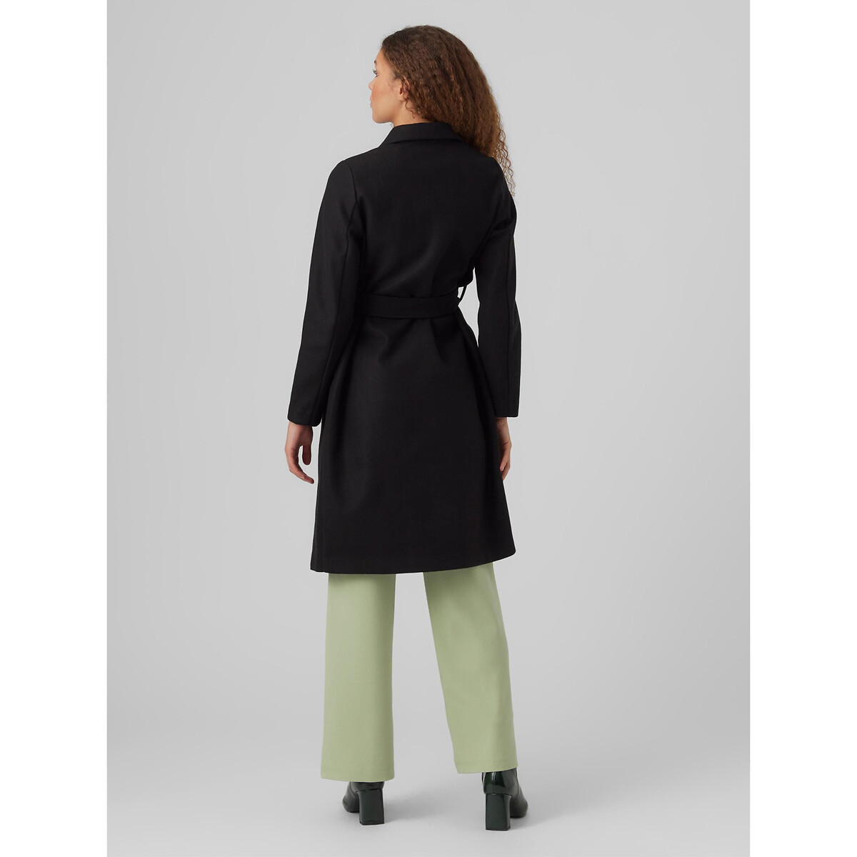 Manteau long à nouer noir, VERO MODA