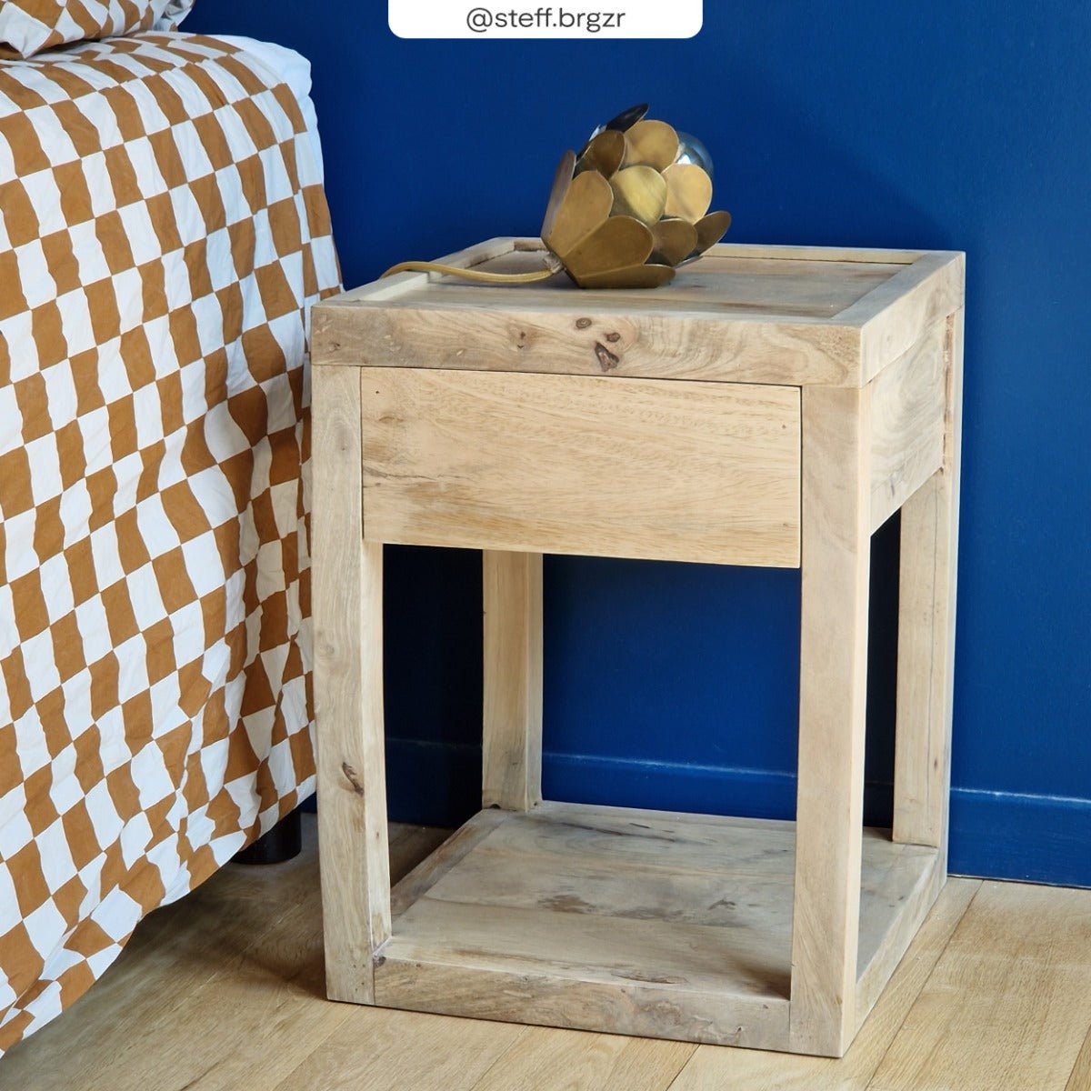 Table de chevet 1 tiroir en bois de manguier - JAKARTA bois clair, MAISON PAVANE